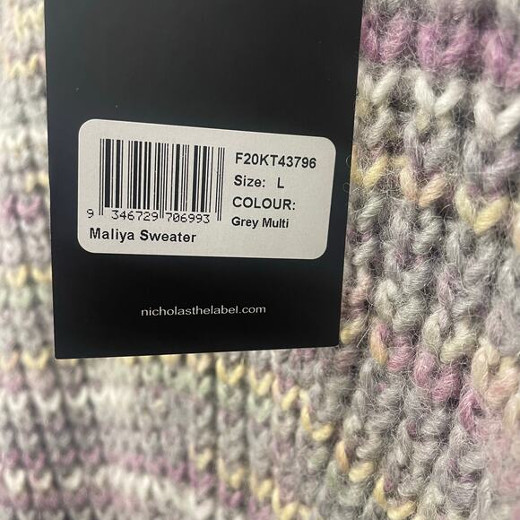 NWT Nicholas Maliya Sweater Purple Grey Multi Alpaca Wool Blend Knit Size Large - Picture 7 of 10